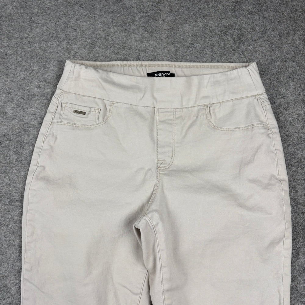 Nine West Jeans Pants Womens 6 Beige Khaki Pull On Stretch Skinny Slim Tapered